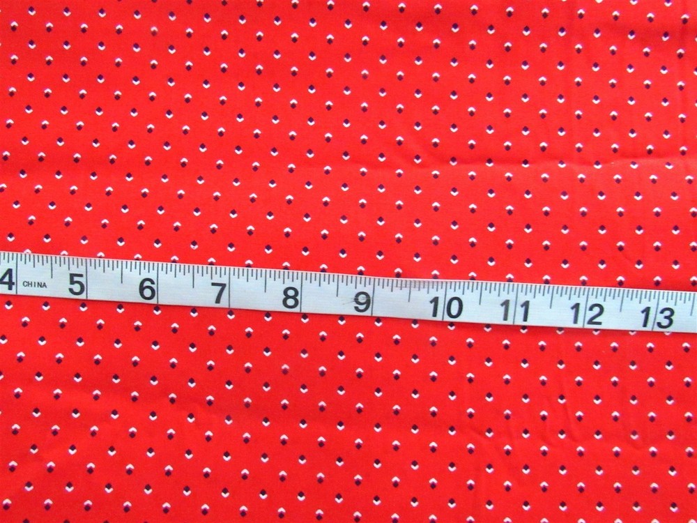 1 yd 100% Cotton Fabric Red with Small White & Black Design