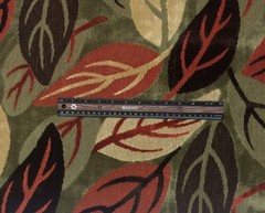 CLARENCE HOUSE LAURELWOOD BROWN RED LEAF MODERN LINEN VELVET FABRIC 1 YARD 49″W