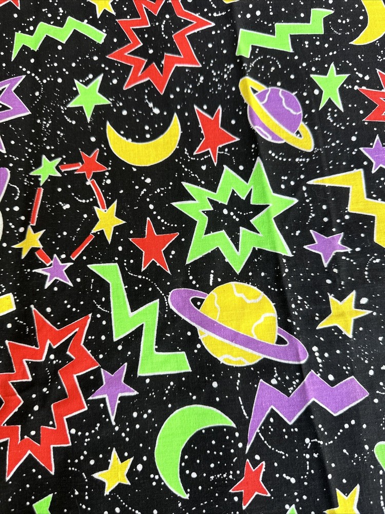 VTG NEW Fabric Outer Space Princess Fabrics Galaxy Planets Moons Stars 94”x45”