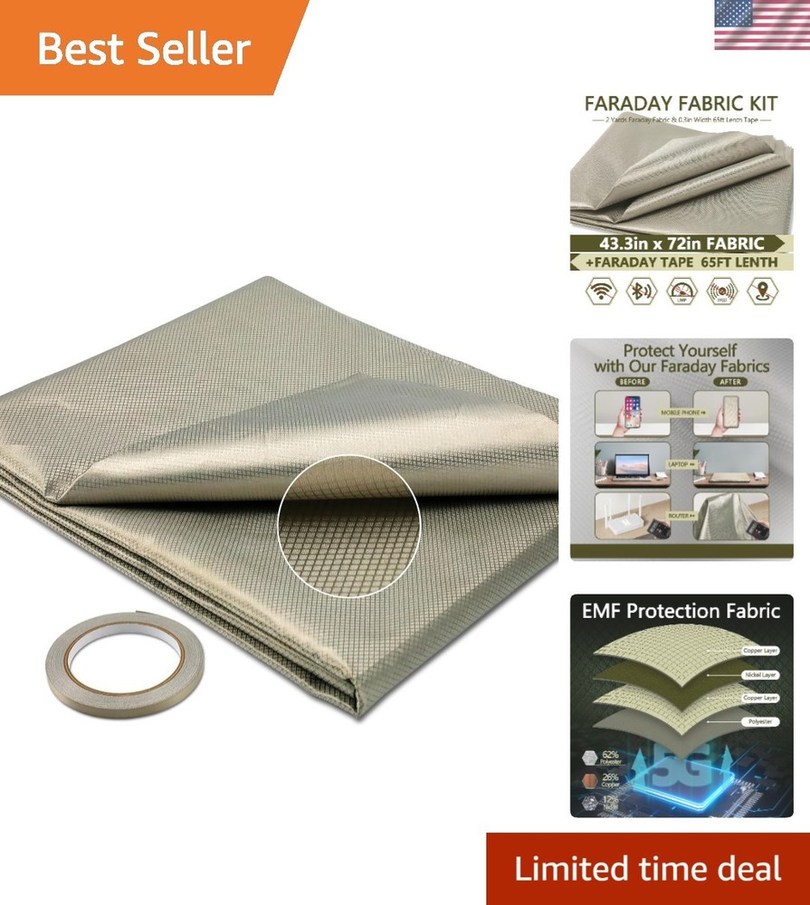 Faraday Fabric 43.3″x72″,EMI Shielding Cloth for Faraday Cage & Curtains