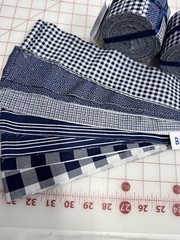 Fabric Strips (Jelly Roll) Navy Blue & White Prints Cotton Quilt Craft Fabric