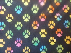 Multicolored Paw Print Cotton Fabric – 14 INCHES WIDE and 36 INCHES LONG
