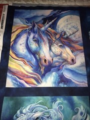 Fabric Unicorns Fantasy Wild Morningmoon Cotton 21″x24″ 4 Square Panel KAUFMAN
