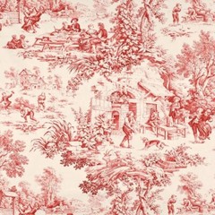Gorgeous Paris Toile 80’s Vintage Style Red Wine Fabric Sold By The Yard