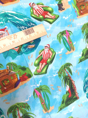 Surfing Santa Christmas Sewing Craft Cotton Fabric 1 Pc 20″ x 42″
