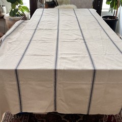 Grain Sack Fabric 56 x 105.5″ Grayish Tan With Black Stripes