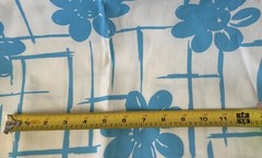 Vintage Klopman Mills Floral 70s Fabric Cotton White Turquoise Mod 1 Yard A5