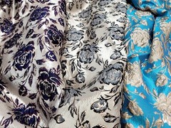 Gray Black Floral Flowers Brocade Gold Metallic On Beige Jacquard Fabric By Yard
