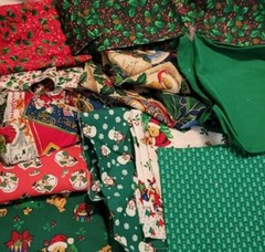 3 Pounds 8 Ounces Christmas Fabric Holly Santa B2