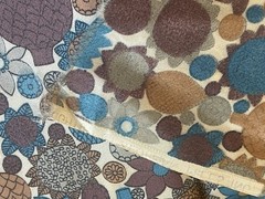 1.33Y Klopman Mills Fabric Turquoise Brown Orange Flower Shiny Slick Poly/Rayon?