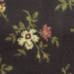 VTG Calico Ditsy Tiny Flowers Pink Cream Green On Brown Cotton Fabric BTY Granny