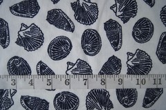 1/2 Yard Navy Seashells on White Soft Cotton Knit Fabric 20″ X 60″