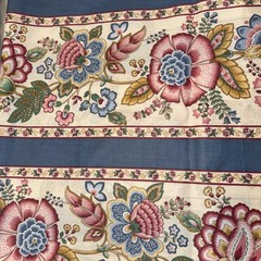 FLORAL STRIPES WITH Blue And Pink JOAN KESSLER- 2.5 Yds