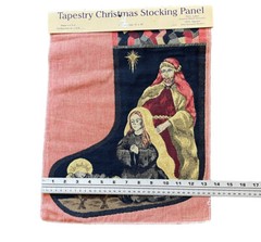 Vtg Nativity Scene Tapestry Christmas Stocking Fabric Panel Cotton Metallic USA