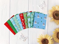 10 Pcs 100 Cotton Quilting Fabric Bundles Fat Quarters 18×21 Christmas