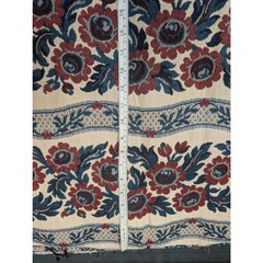 2.5 Yards Vintage Home Decor Fabric Red Blue Sunflower Jacquard Stripe