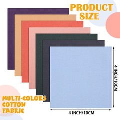 300 Pcs 4 x 4 Inches Multicolor Cotton Fabric Squares Solid Colors Fat Quarte…
