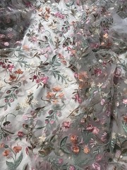 Multicolor Embroidered Floral Lace Fabric Bridal Prom Formal Cottage Granny Core