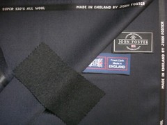 John Foster SUPER 130’s WOOL WORSTED SUITING FABRIC IN “Very Dk. Navy” = 3.6 m.