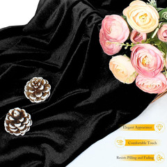 1 Yard Stretch Velvet Fabric, Black, 60 Inch Wide | Stretchy Velvet Cloth, 90% P