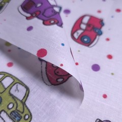 Retro Vintage Cars Polka Dot White Poly Cotton Fabric 58″ By The Yard