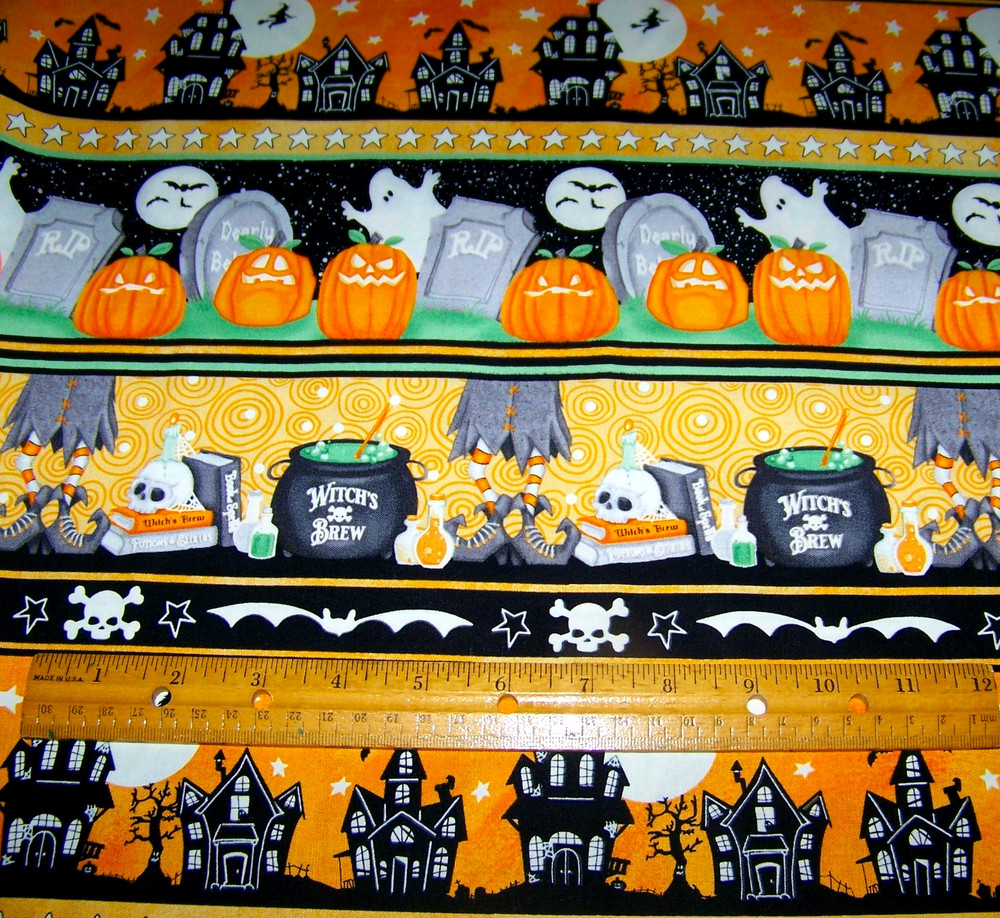 1 yd of Henry Glass NIGHTS OF OLDE SALEM Stripes on 100% Cotton Fabric HALLOWEEN