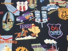 Vintage Route 66 Alexander Henry Remnant Cotton Fabric 1 Yd x 42″ W