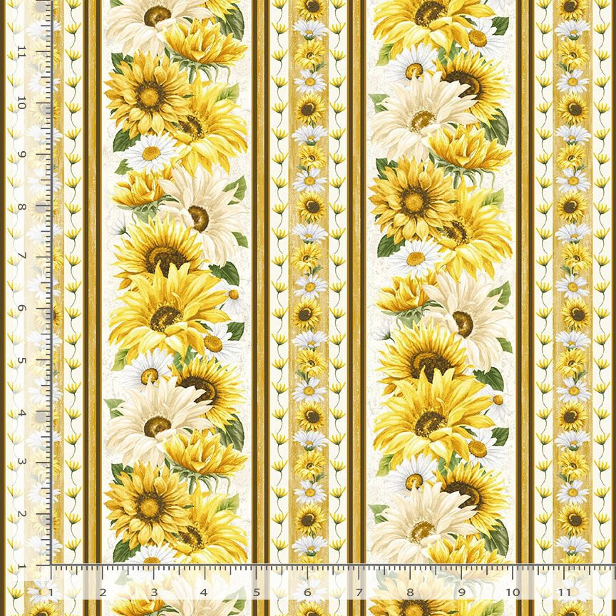Honey Bee Farm Bee Floral Stripe Fabric Cotton Timeless Treasures CD2388 By Yard