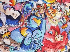 DISNEY Characters Custom Print Spandex Stretch Cotton Fabric 110 x 54 In New