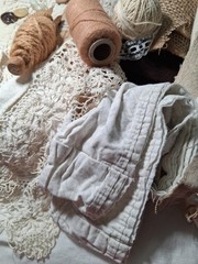 Neutral Needlework Slow Stitch Bundle Vintage Fabric Embroidery Lace Craft Sew