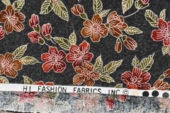 By 1/2 Yd, Burgundy Brown & Green Floral on Gray Quilt Cotton, Hi-Fashion, P2898