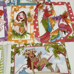 Loralie Harris Cotton Quilting Fabric Panel Cut Lot Wanna Beach Hawaii Character