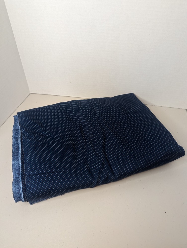 Dark Blue Polka Dot Cotton Blend 3-1/4 Yards, 59 inches Medium Weight