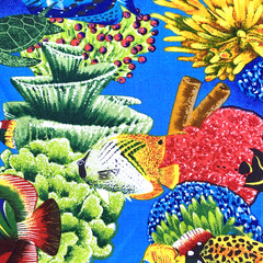 Tropical Fish Nautical Sea Coral Cotton Fabric Fit To Print 1.8yards x 45″