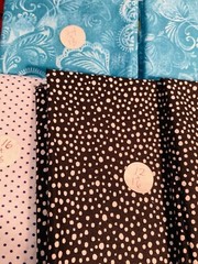 Lot of 10 Coordinating Fabric Scraps Bright Colors Sewing Theme Black Red Blue