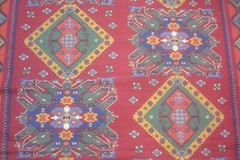 3 yds Stroheim Romann Fabric Linen Moroccan print Maras Red Pillows 54″ x 115″