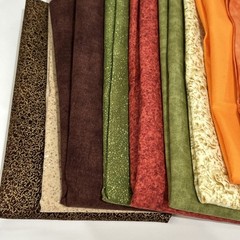 Cotton Quilting Fabric Lot Earthy Tones Earthtone Brown Orange Green Tan 13 Pc