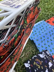 Halloween Themes Fabric Lot Plus Two Witch Puppets Vintage All New