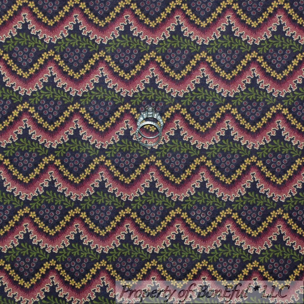 BonEful Fabric FQ Cotton Quilt Purple Wine Grape Flower Stripe Dot Shabby Chic S