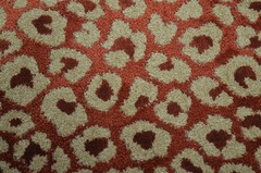 Zavir Cinnabar Taupe and Ruby Cut Velvet Cheetah Spots Regal Upholstery Fabric