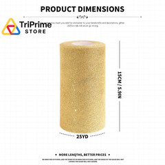 Gold Glitter Tulle Fabric Rolls, 6 Inch x 50 Yards 6″ x 50 Yards, White/Gold