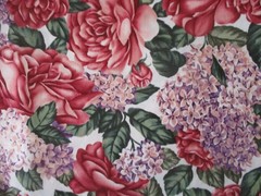 3-2/3 YDS RED ROSES & LAVENDER HYACINTHS 100% COTTON OOP TIMELESS TREASURES