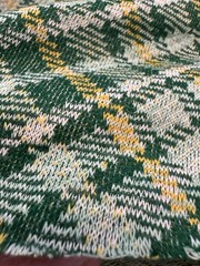 Vintage 1970s Double Knit Polyester PLAID Fabric GREEN YELLOW GRoovy 64″ x 65″