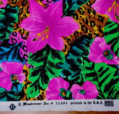 Vintage 80s Swimwear Lycra Fabric Neon Tropical Pink Missbrenner 66 x 57 Precut