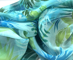 Floral Turquoise Sheer Voil 3 1/2 Yards 45″ Wide Very Nice