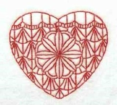 VALENTINE HEARTS, QUILTING SQUARES, Machine Embroidered. 10 Designs, 12 squares