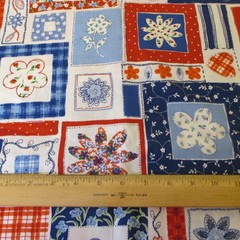 CONCORD Cotton FABRIC Americana Floral Blocks Cheater Quilt BTYx44