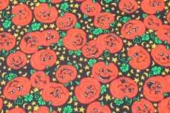 Wamsutta Fabric 100% Cotton YARDAGE Halloween SEW SCARY Cute Pumpkins star black