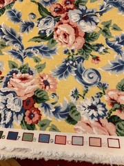 12 Yds Vintage Barrow Belcourt Floral Upholstery Fabric Yellow Pink Blue 55″ W