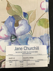 JANE CHURCHILL Mayflower in Pink, Olive 17 1/2″ Cotton Floral Fabric Sample